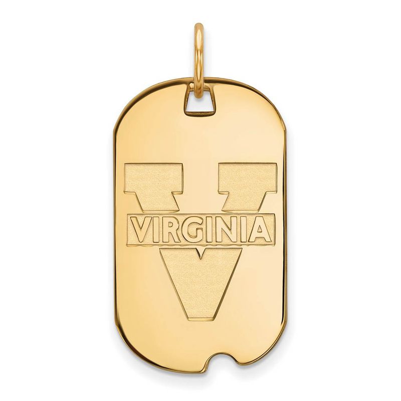 14k Gold Plated Silver U. Of Virginia 'V' Logo Dog Tag Pendant